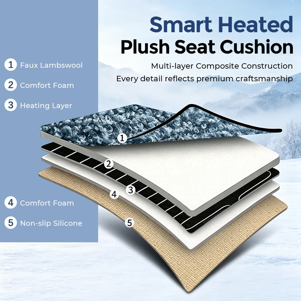 Heated Lambswool Car Seat Cushion for Winter Driving - 8