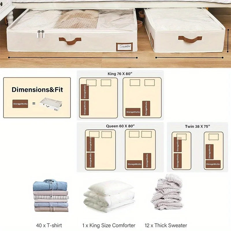 Foldable Underbed Storage Organizer for Blankets and Clothing