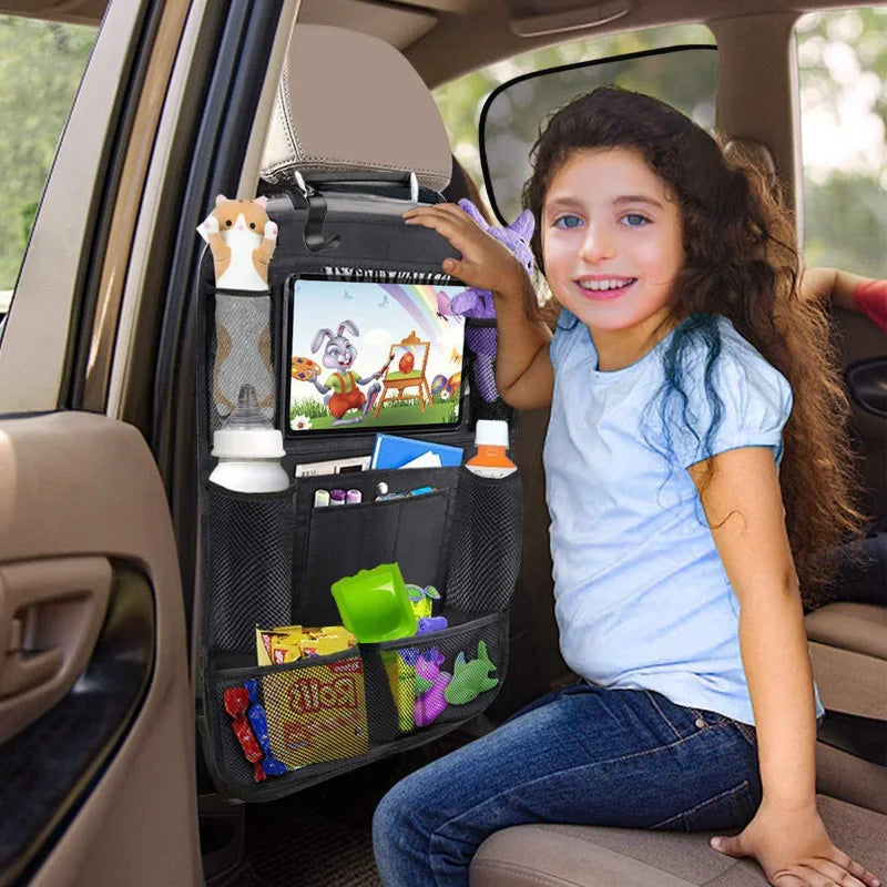 Car Backseat Organizer with Tablet Holder and Storage Pockets - 3