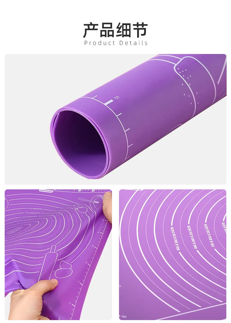 Non-Slip Silicone Pastry Baking Mat with Measurement Scale - 12