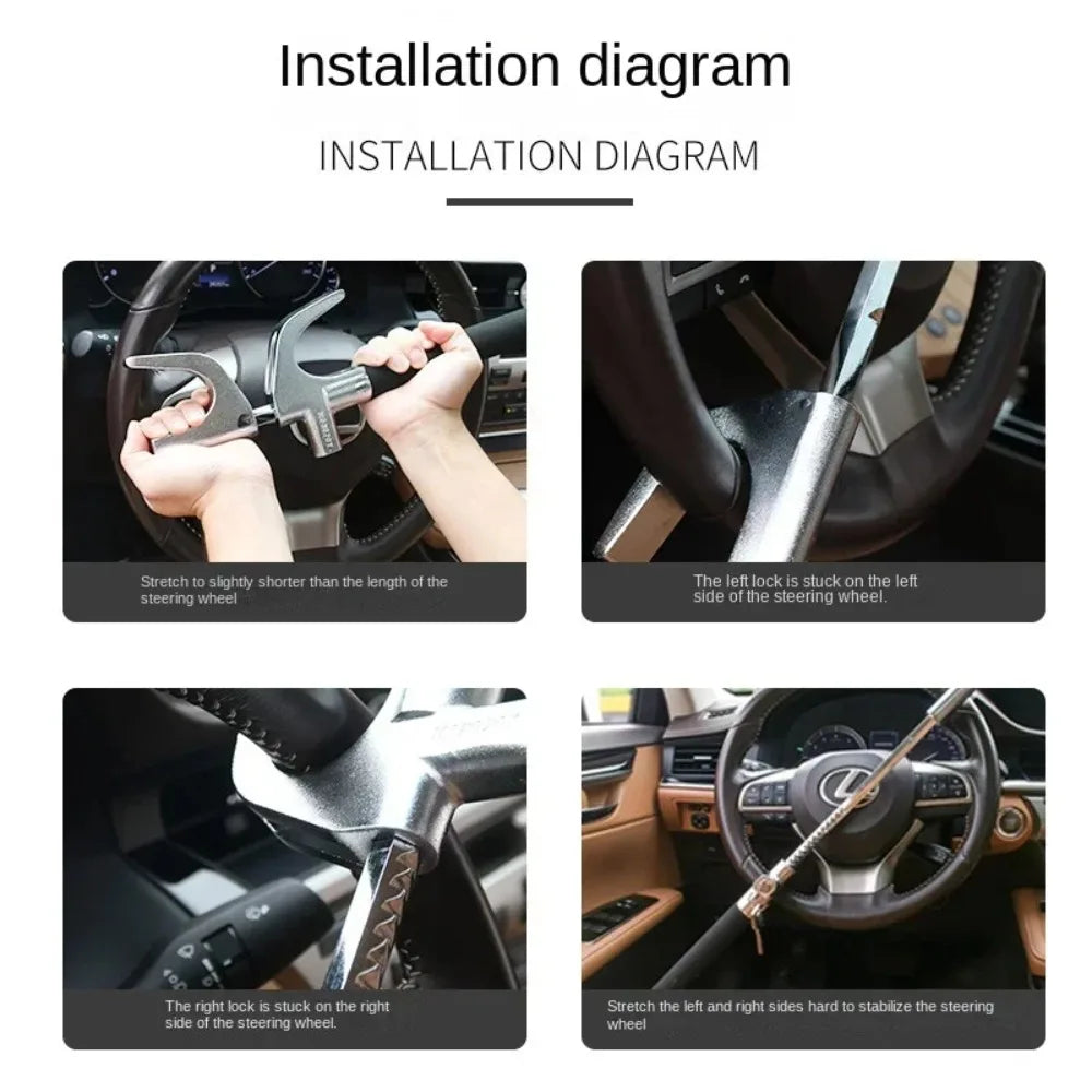 Adjustable Car Steering Wheel Security Lock