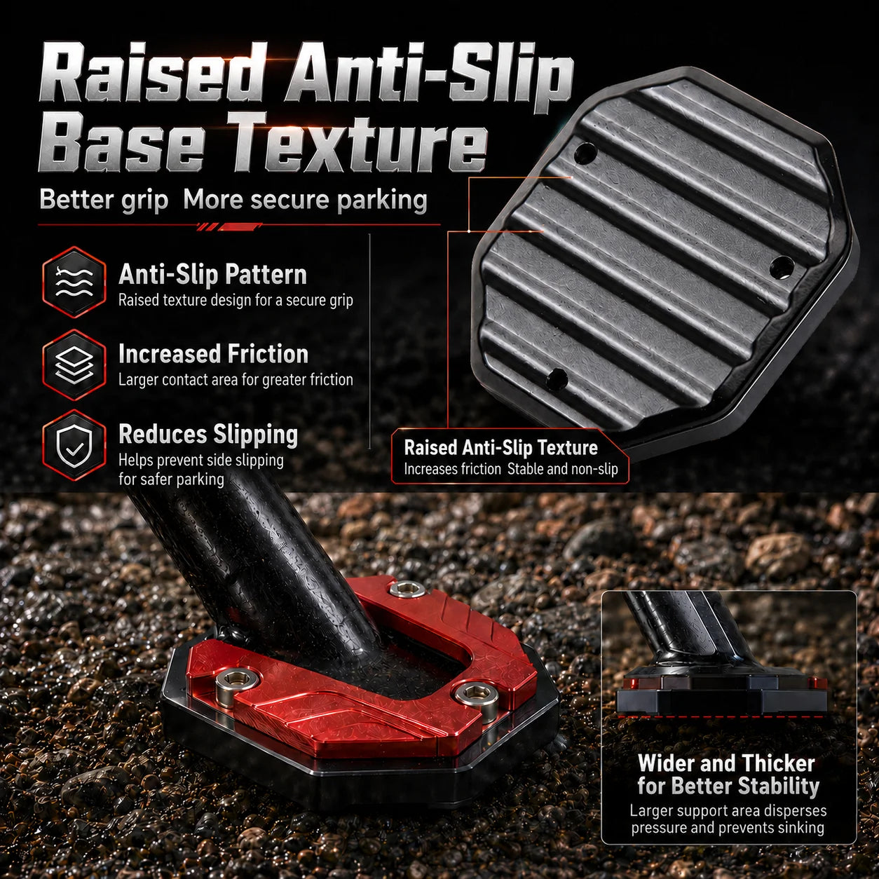 Motorcycle Kickstand Support Pad for Stable Parking - 3