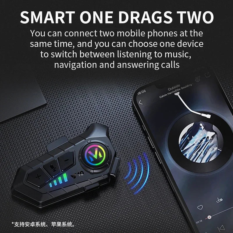 Wireless Bluetooth Motorcycle Helmet Headset with Noise Reduction