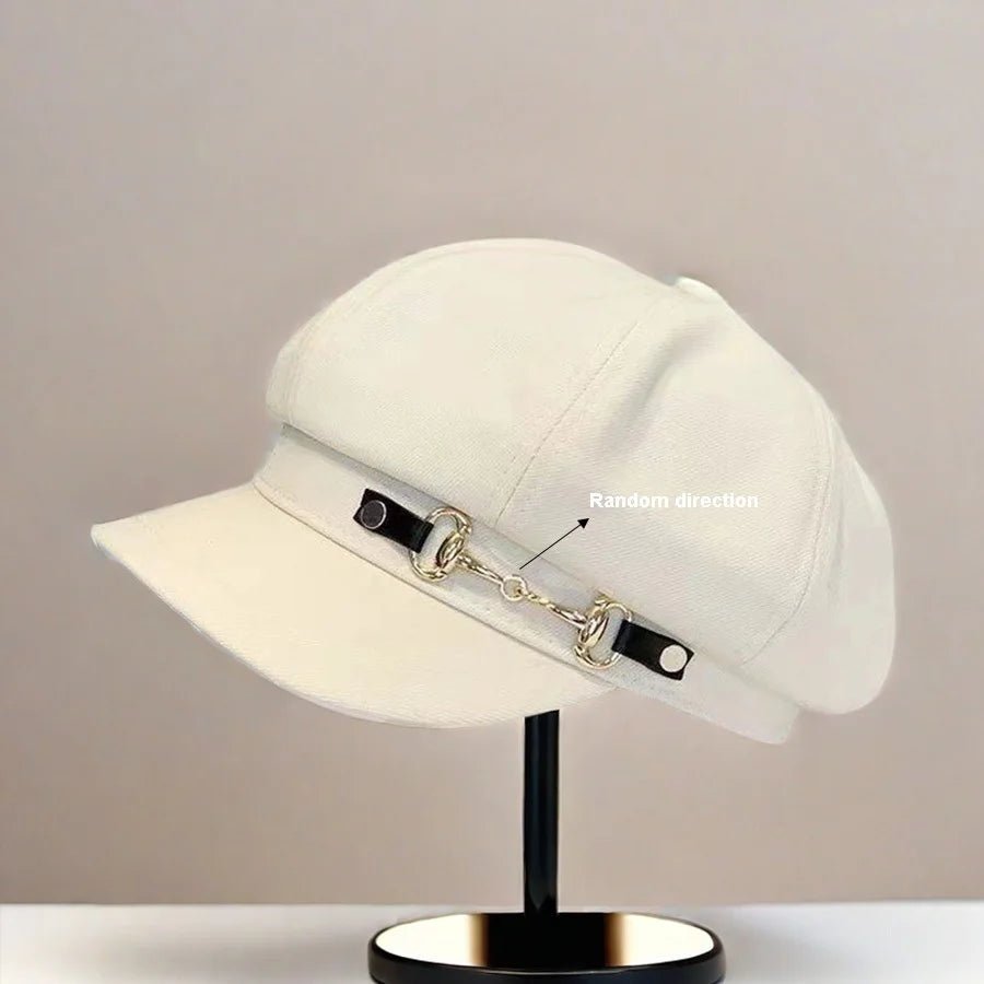 Women's Lightweight Newsboy Cap Adjustable Metal Buckle Hat