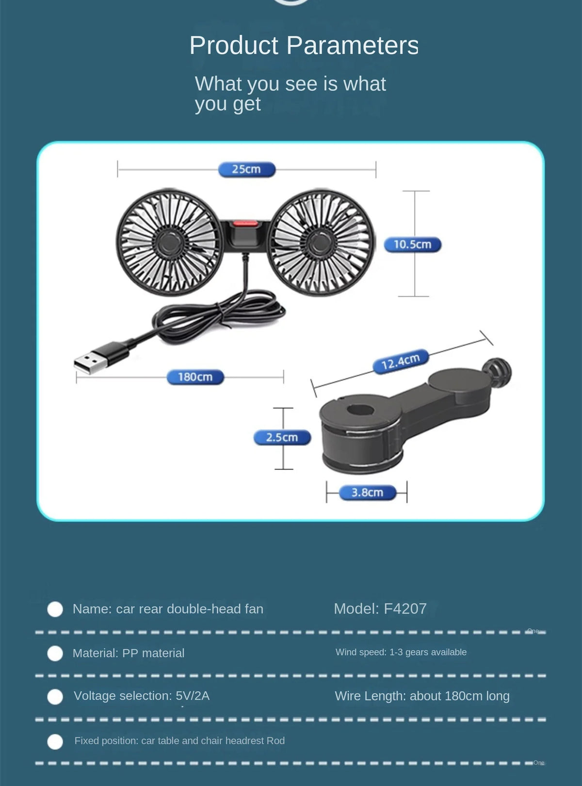 Adjustable USB Powered Car Backseat Cooling Fan