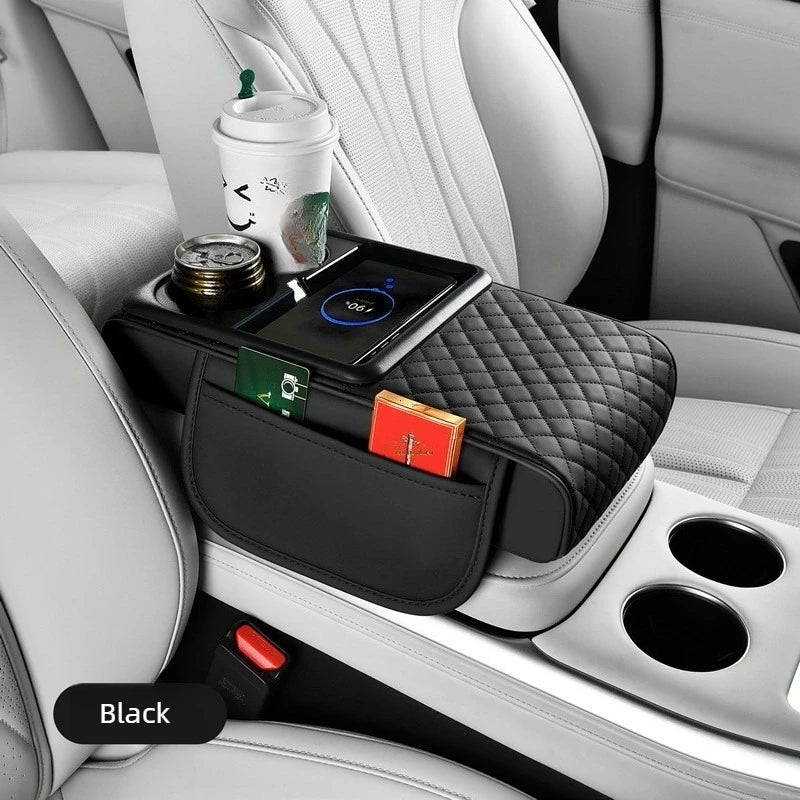 Wireless Charging Car Armrest Storage Box and Height Pad - 8