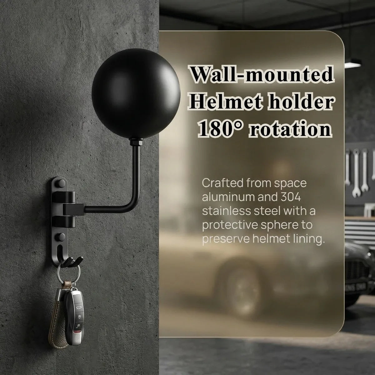 180° Rotating Wall-Mounted Helmet Rack for Motorcycle and Sports Gear - 7