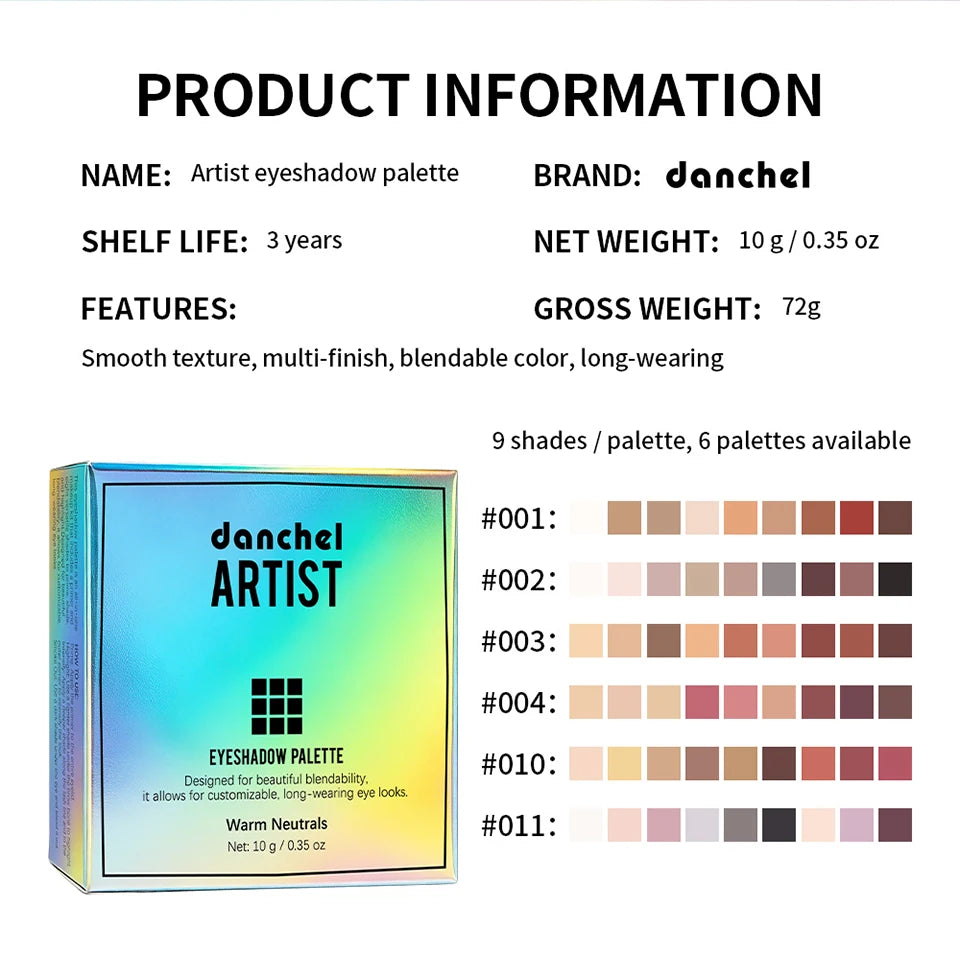 9-Shade Pigmented Eyeshadow Palette for Versatile Makeup Looks