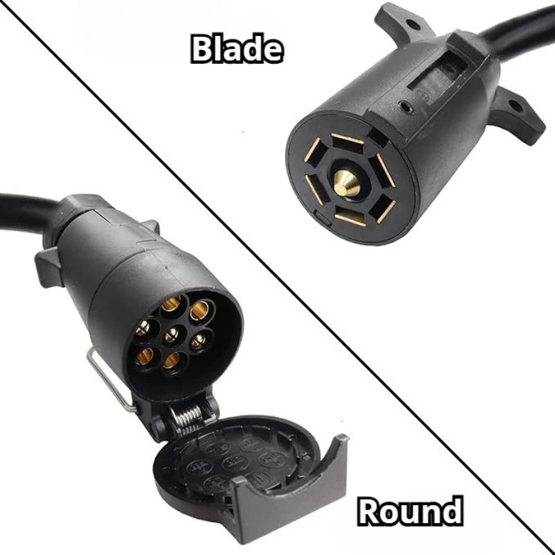 7-Way Blade to 7-Pin Round Trailer Light Adapter Converter