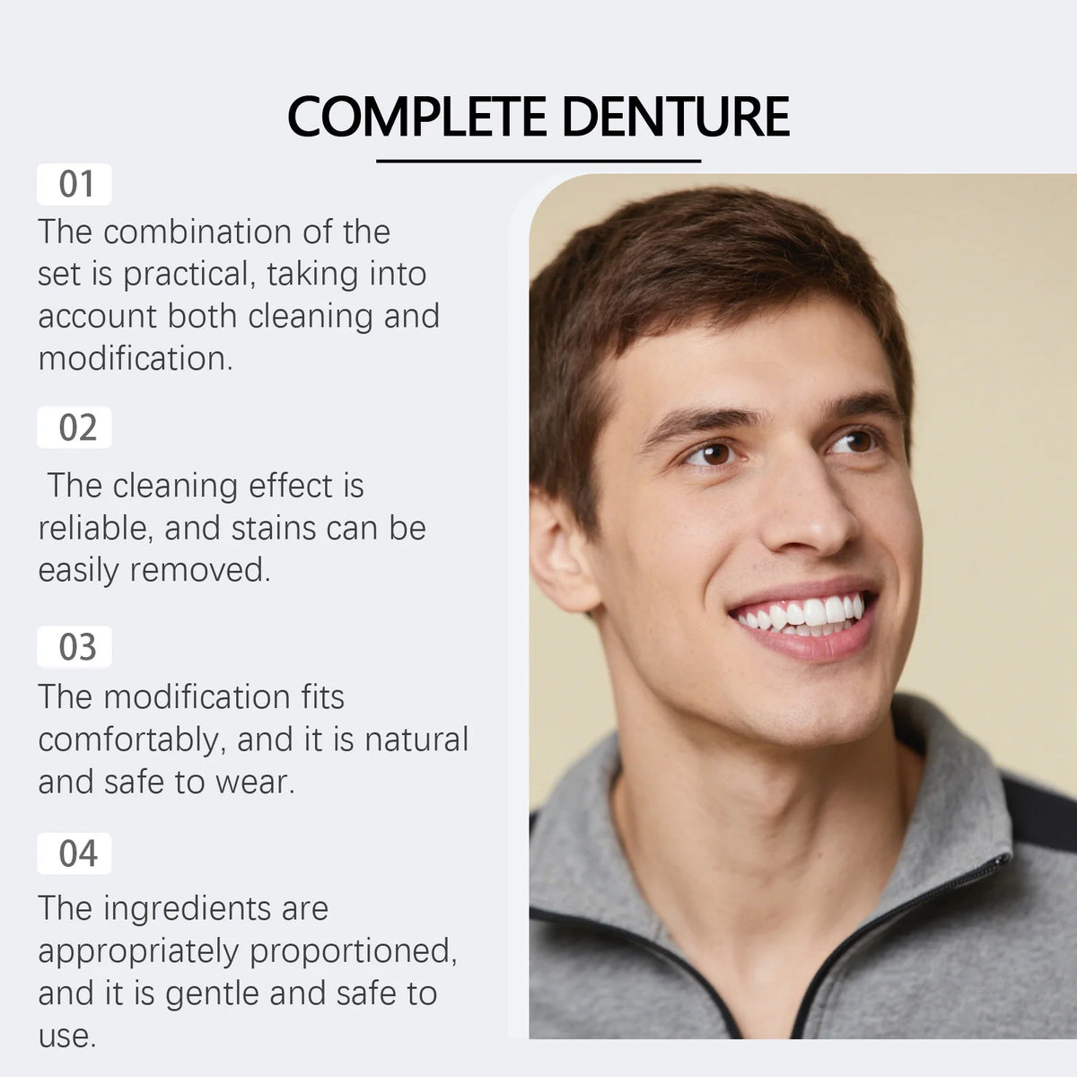 Cosmetic Denture Kit for Covering Missing or Stained Teeth