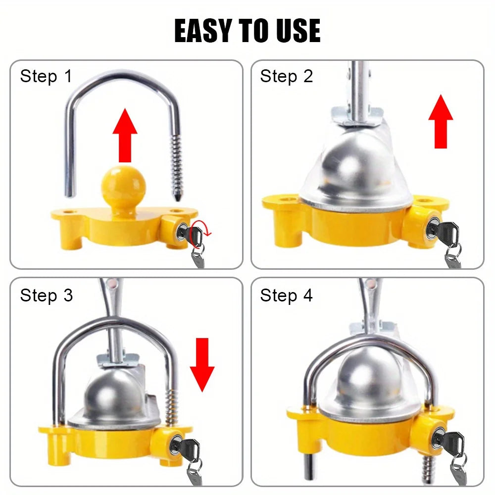 Universal Adjustable Trailer Hitch Lock for RVs and Caravans