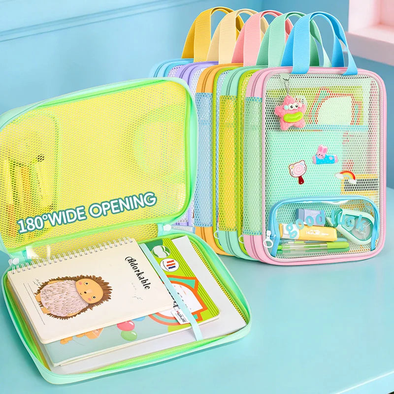 3-Layer Large Capacity Transparent Mesh Student Tote Bag - 13