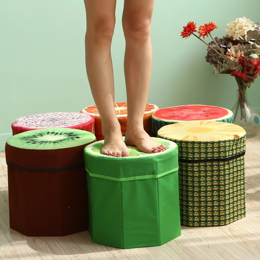 Fruit Pattern Foldable Storage Stool and Ottoman - 1