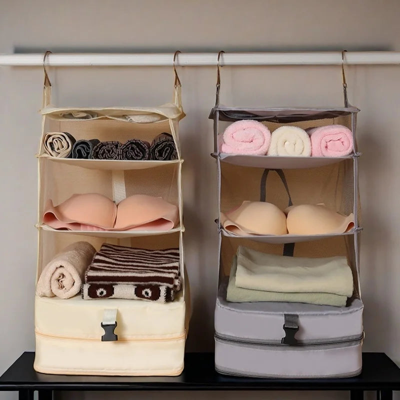 4-Tier Foldable Hanging Closet Organizer with Sturdy Hooks