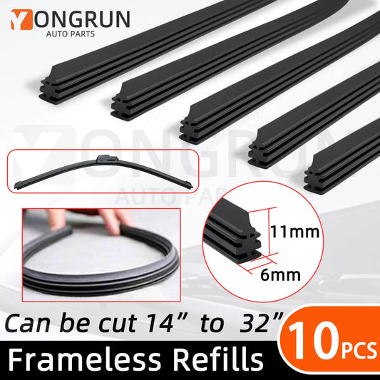 10PCS Car Wiper Blade Rubber Refill Strips Universal Replacement Parts