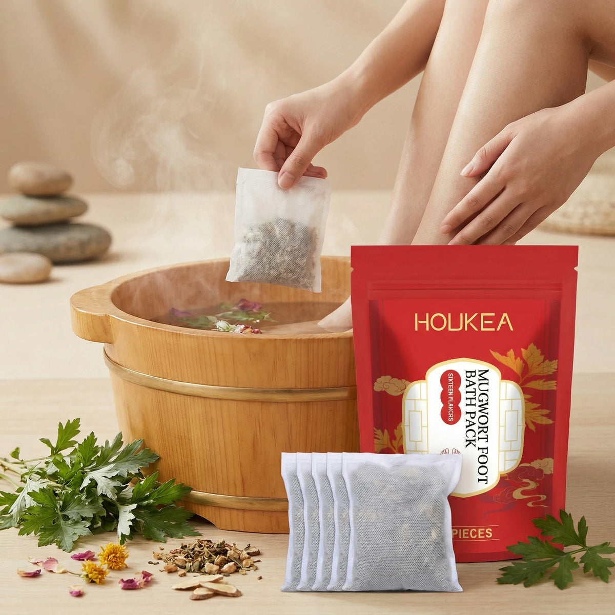 Herbal Mugwort Foot Bath Soak for Relaxation and Sleep