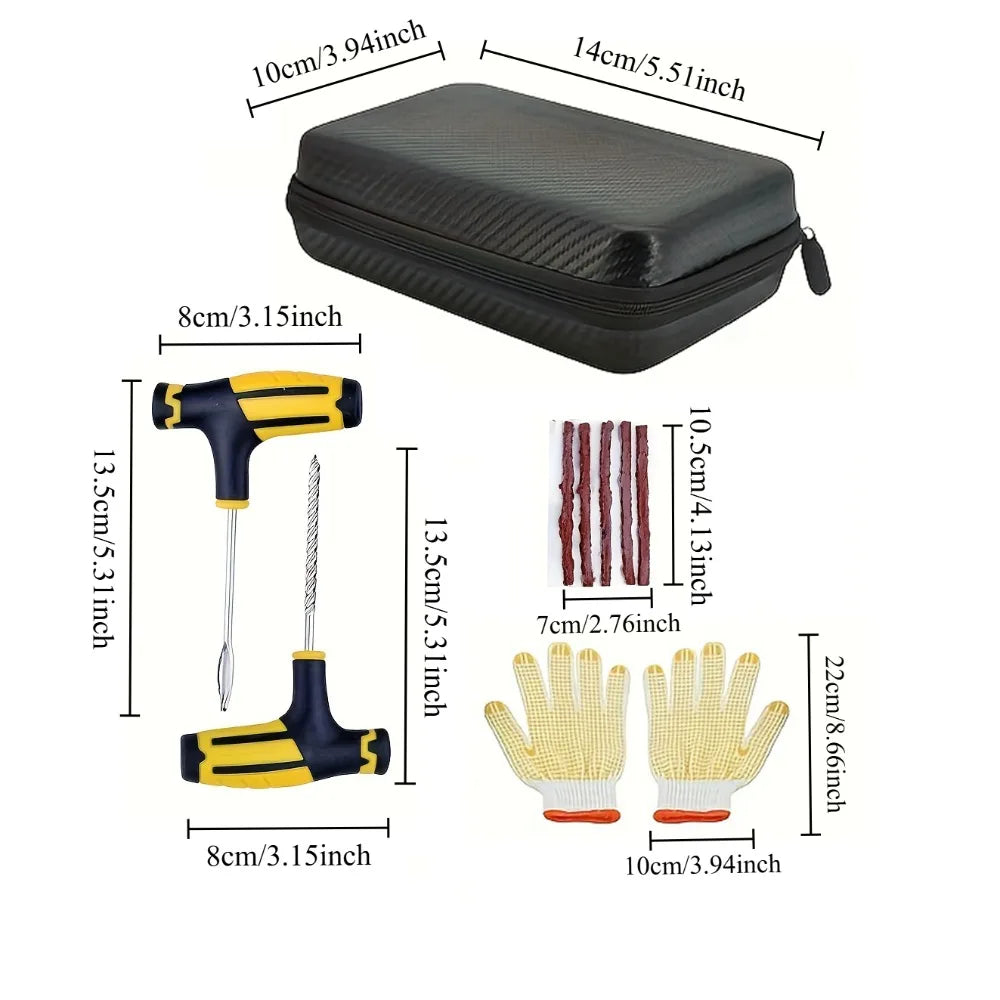 Emergency Tubeless Tire Repair Kit with T-Handle Tools