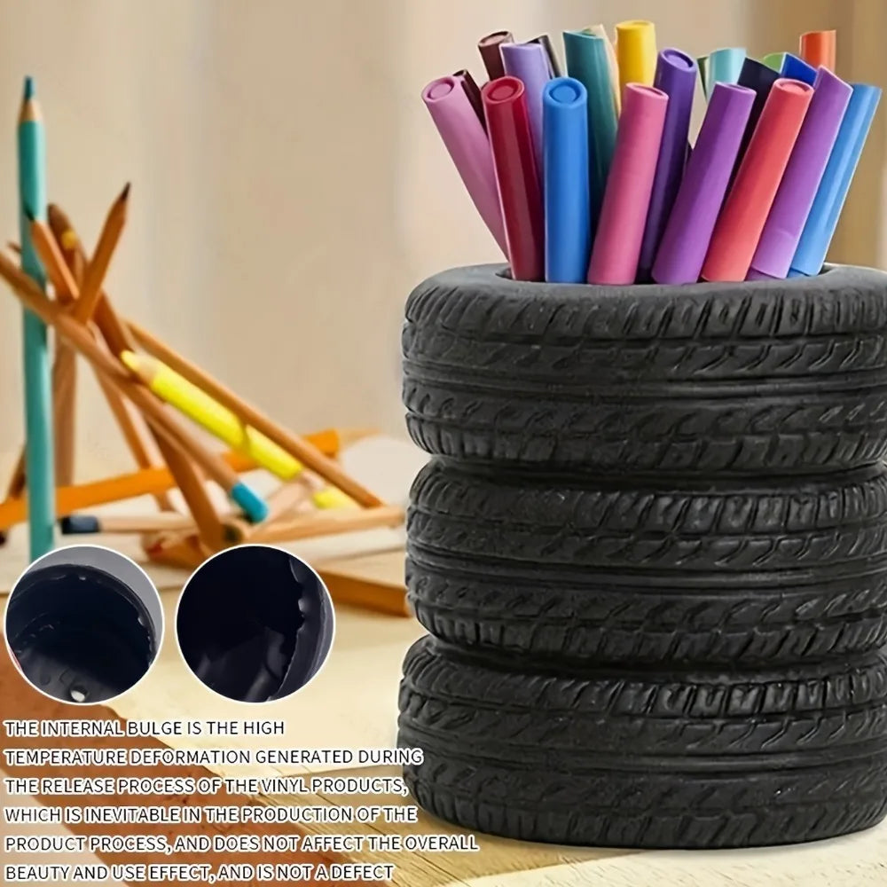 Creative Tyre Shape Desktop Pen Holder and Stationery Organizer - 2