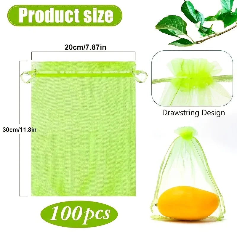 100Pcs Fruit Protection Bags Mesh Garden Barrier for Pest Control - 14