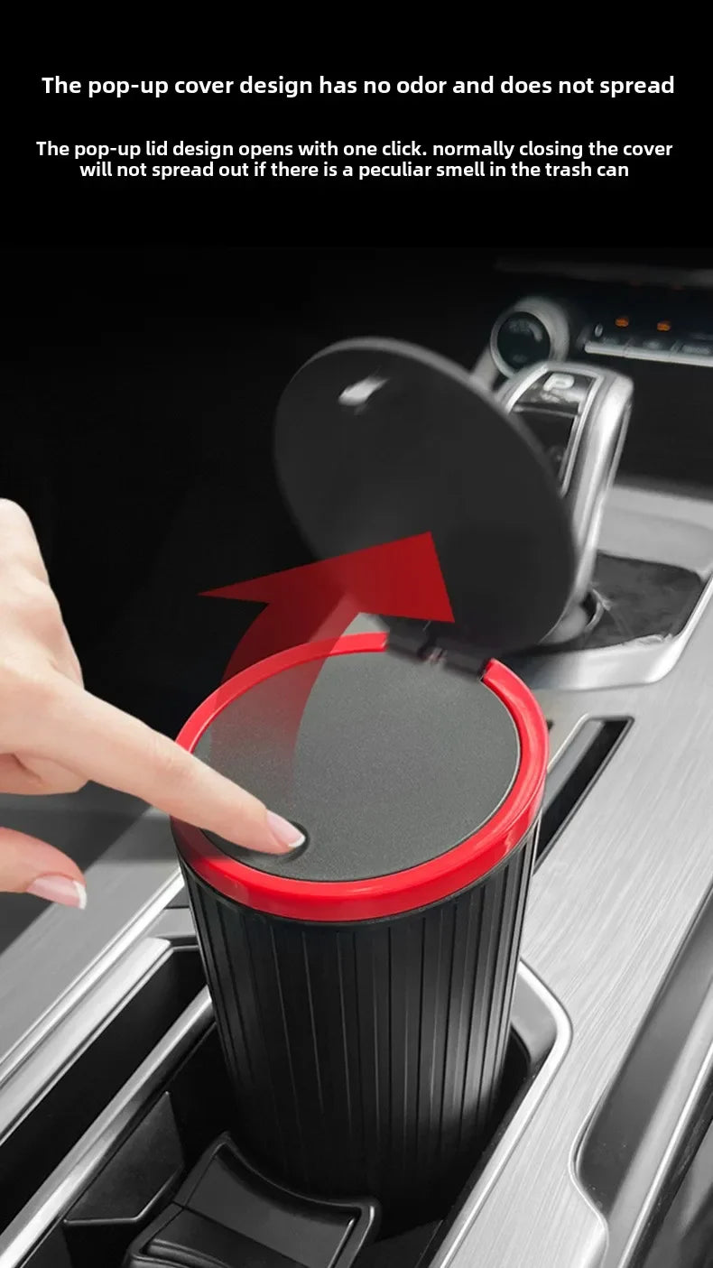 Portable Car Trash Bin Auto Garbage Can Interior Organizer Storage Bucket