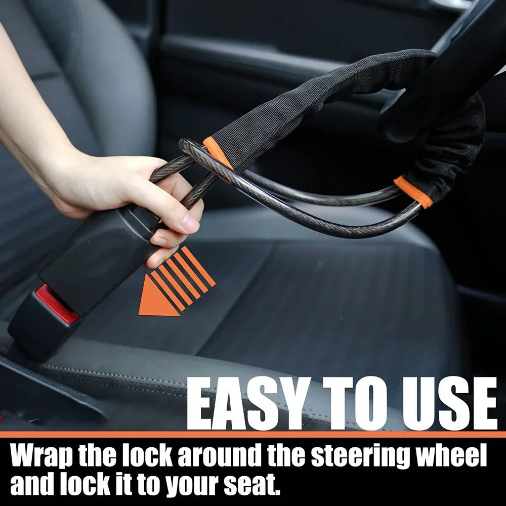 Universal Anti-Theft Car Steering Wheel and Seat Belt Security Lock