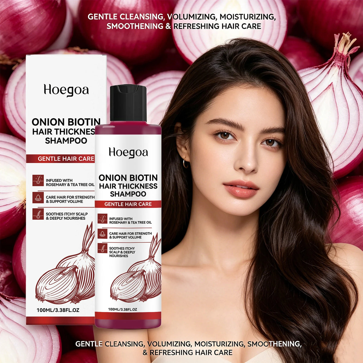 Onion Biotin Volumizing Shampoo for Hair Growth and Scalp Care