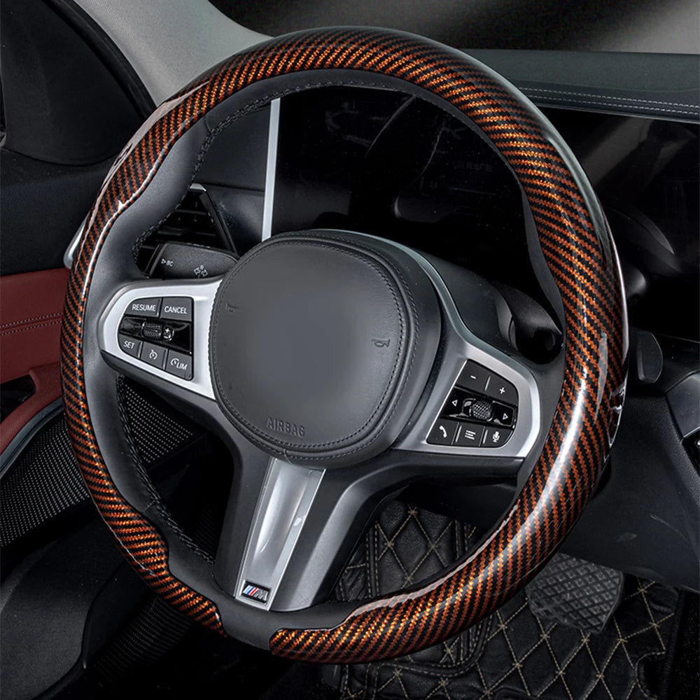 Universal Non-Slip Carbon Fiber Car Steering Wheel Cover - 20