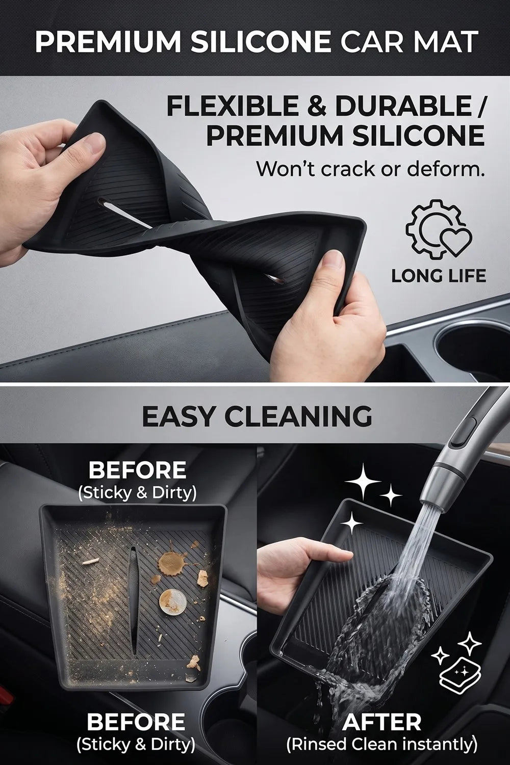 Wireless Charging Console Mat for 2026 Model Y Long Wheelbase - 12