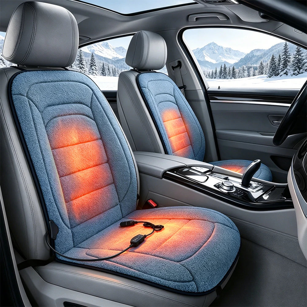 Heated Lambswool Car Seat Cushion for Winter Driving - 7