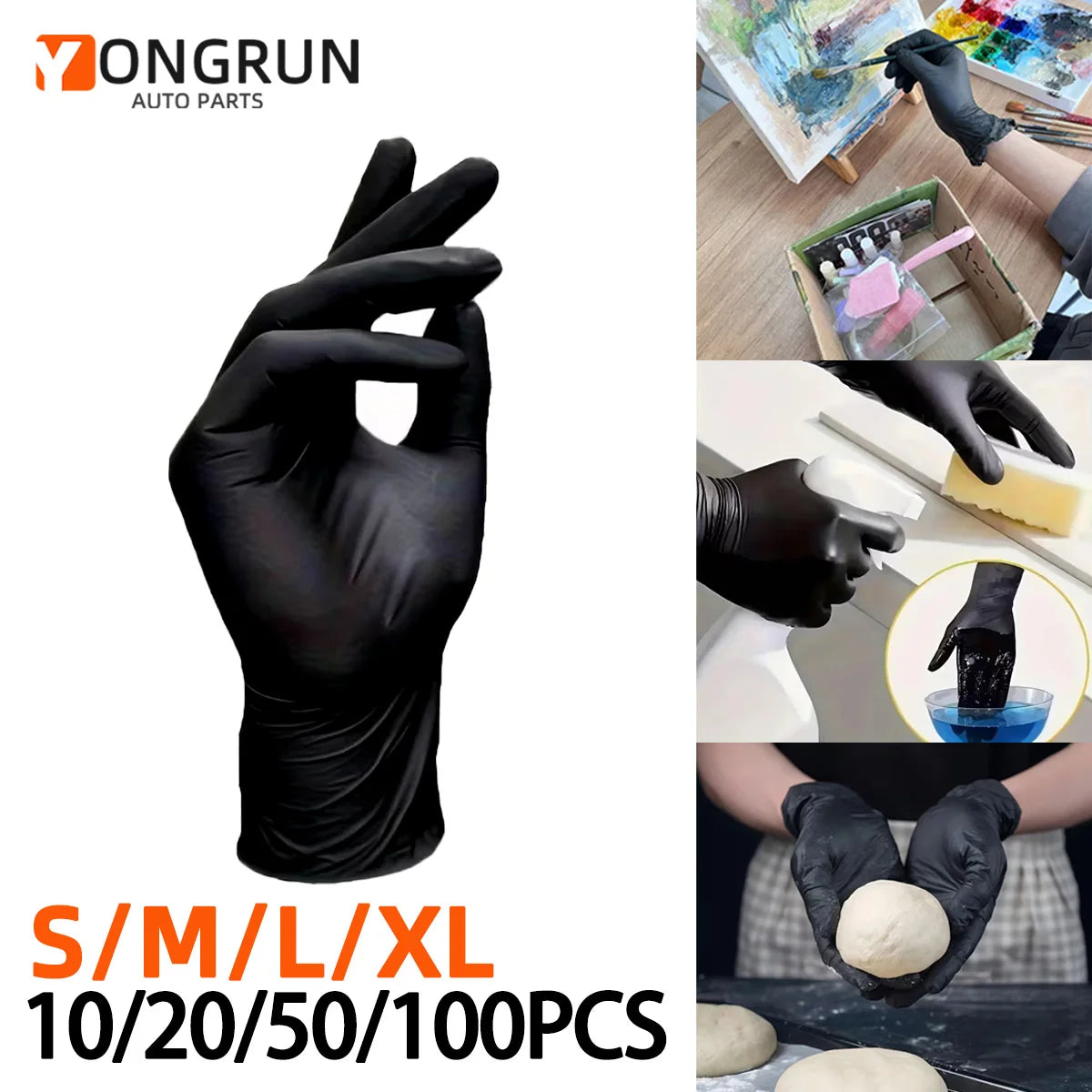 Heavy-Duty Black Nitrile Disposable Gloves for Cleaning and Mechanics