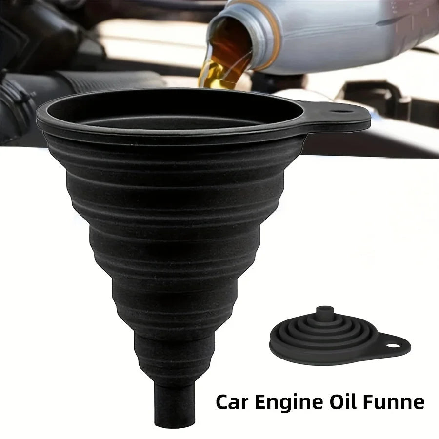 Portable Foldable Silicone Funnel for Car Oil and Fluid Changes - 1