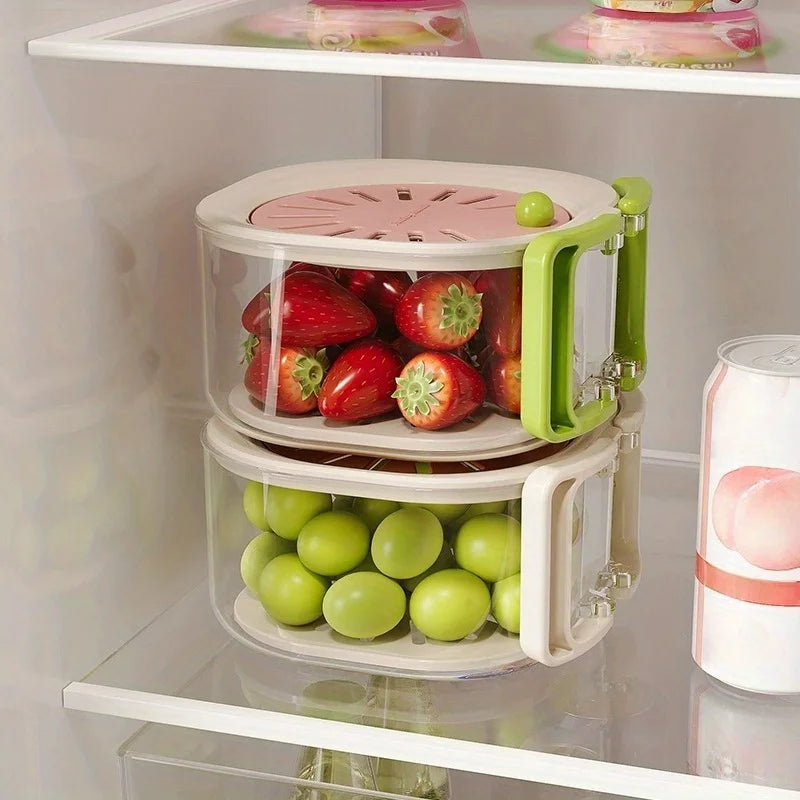 Multifunctional 2-in-1 Vegetable and Fruit Drain Basket with Lid - 8