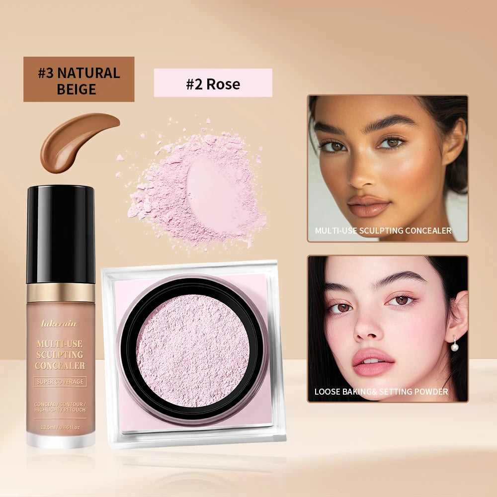Face Makeup Concealer and Setting Powder Duo Set - 16
