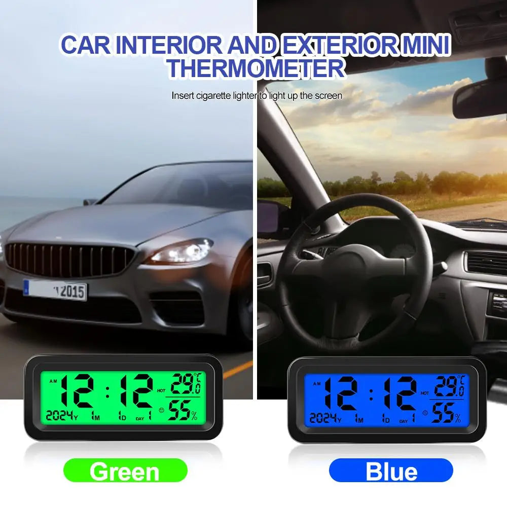 Solar Powered Digital Car Dashboard Clock with Temperature and Humidity