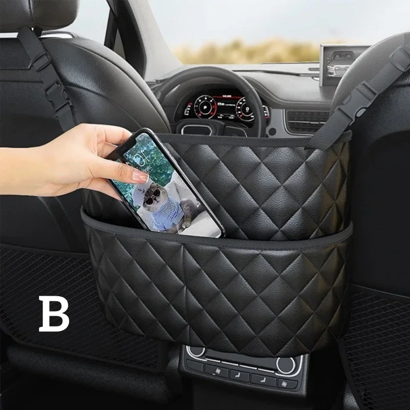 PU Leather Car Seat Back Storage Organizer Bag