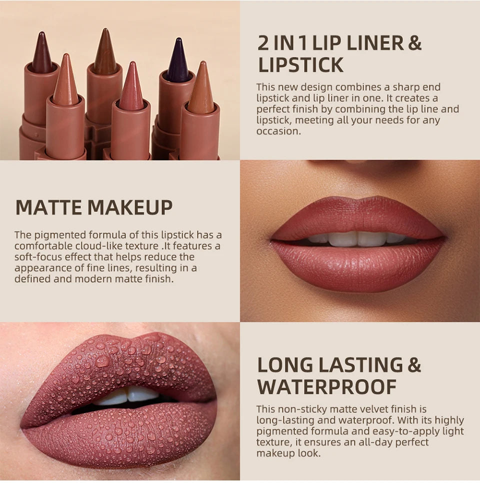2-in-1 Long-Lasting Matte Lipstick and Lip Liner - 8