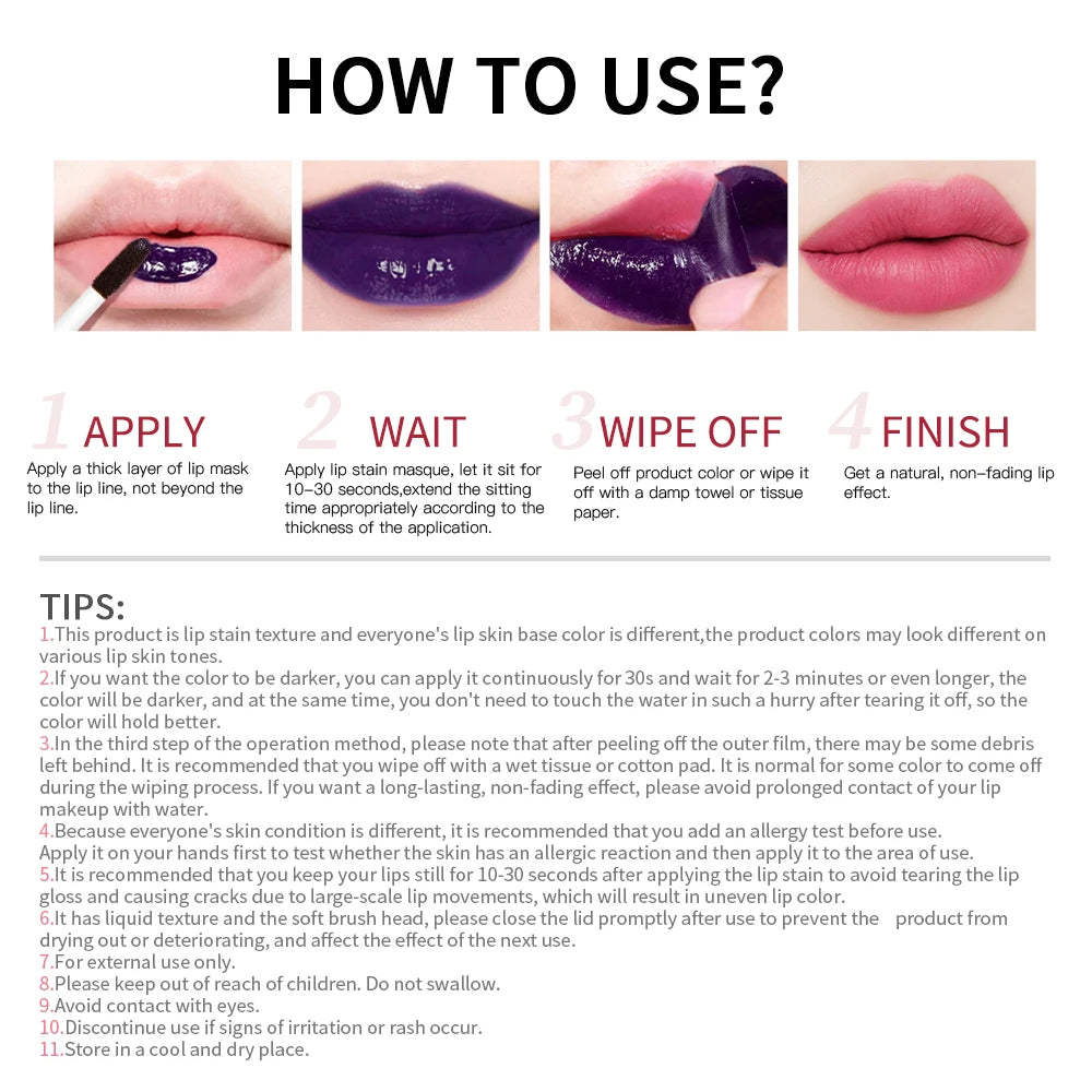 Long-Lasting Peel-Off Waterproof Lip Stain - 6