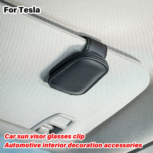 Leather Car Sun Visor Sunglasses and Ticket Holder Clip