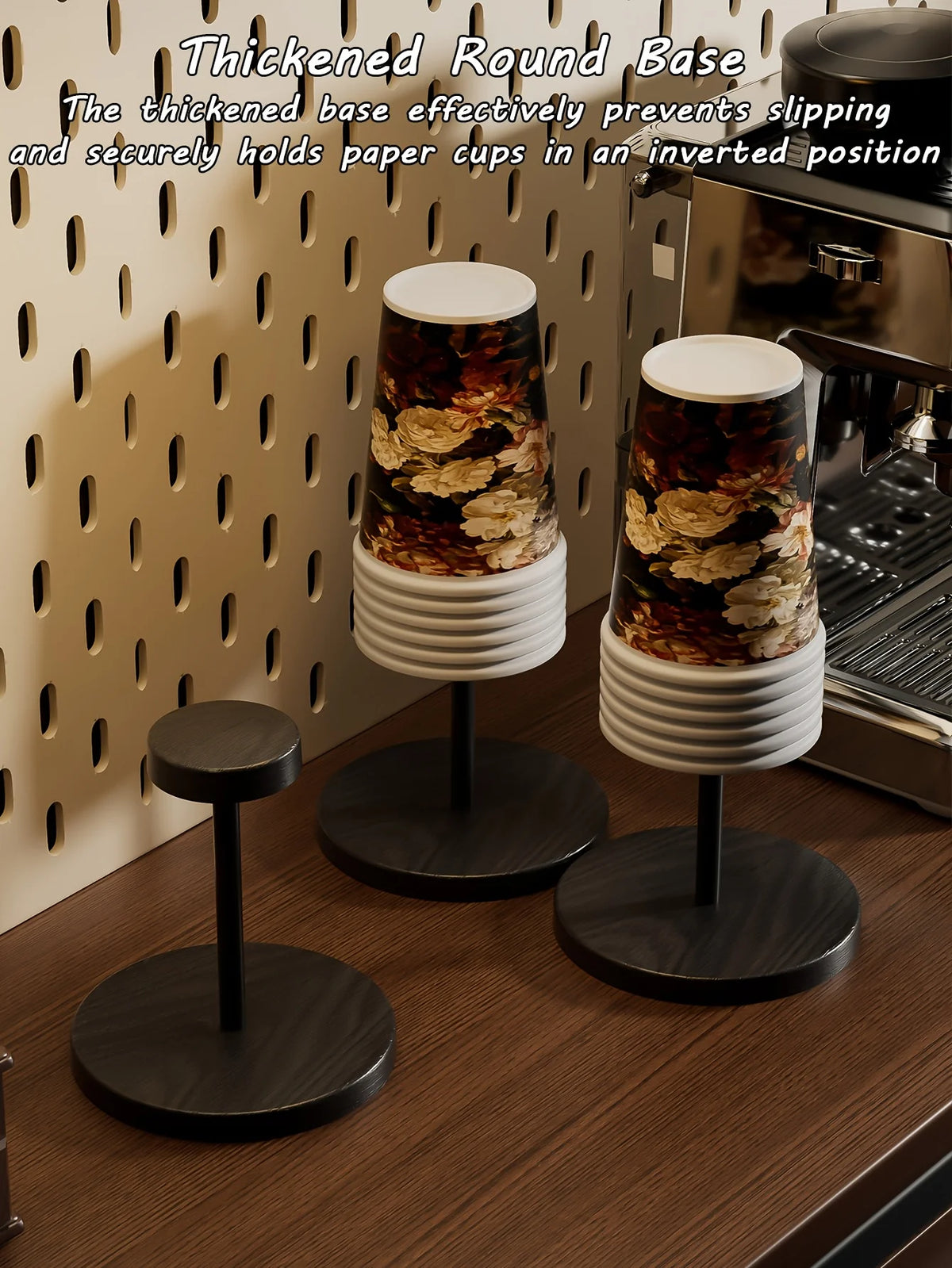 Walnut Finish Wooden Paper Cup Dispenser Stand