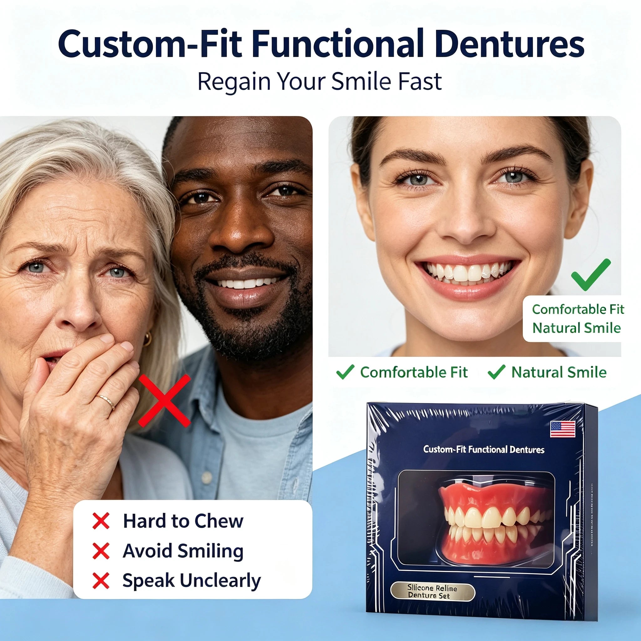 Full-Mouth Silicone Denture Set for Natural Smile - 4
