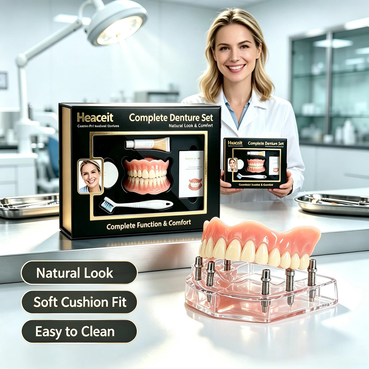 Comfortable Silicone Denture Set for Natural Smile