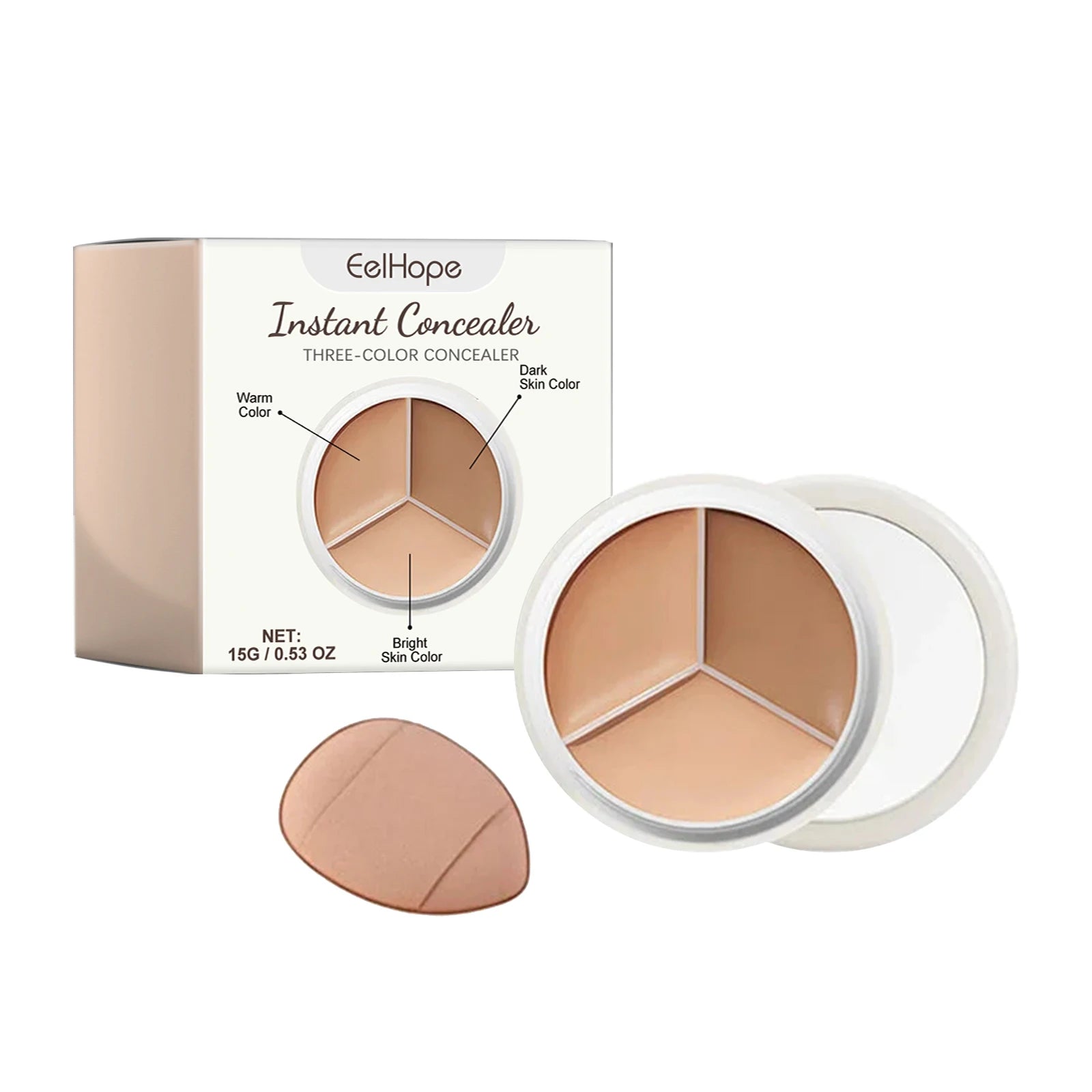 3-Color Cream Face Concealer Palette for Dark Circles and Blemishes - 16