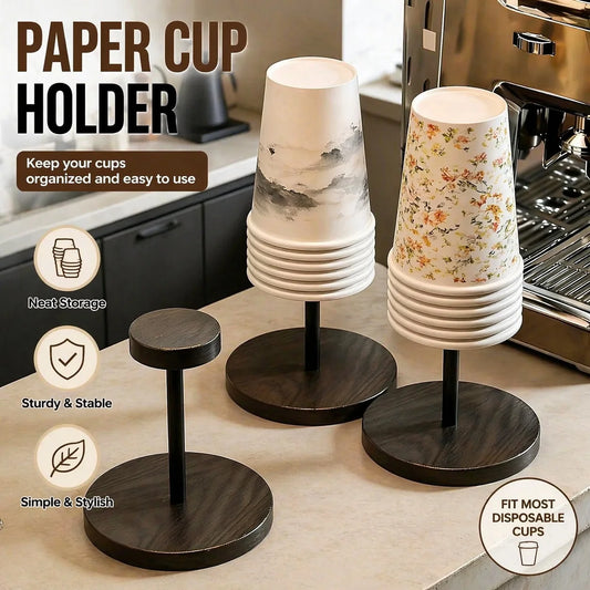 Walnut Finish Wooden Paper Cup Dispenser Stand