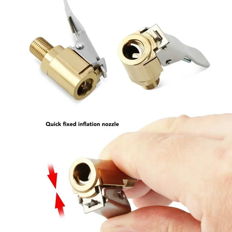 Brass Locking Tire Air Chuck Clip Adapter for Car and Bike - 10