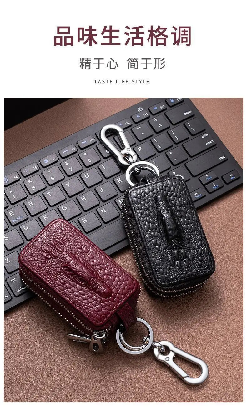 Leather Car Key Case with Waist Clip - 11