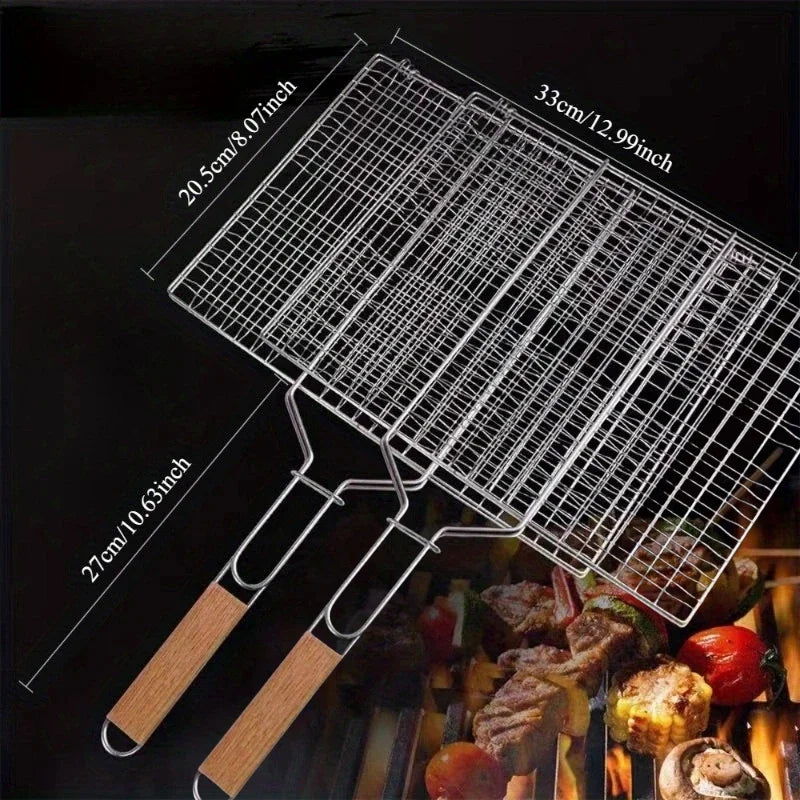 Non-Stick Barbecue Mesh Grilling Clip with Detachable Handle