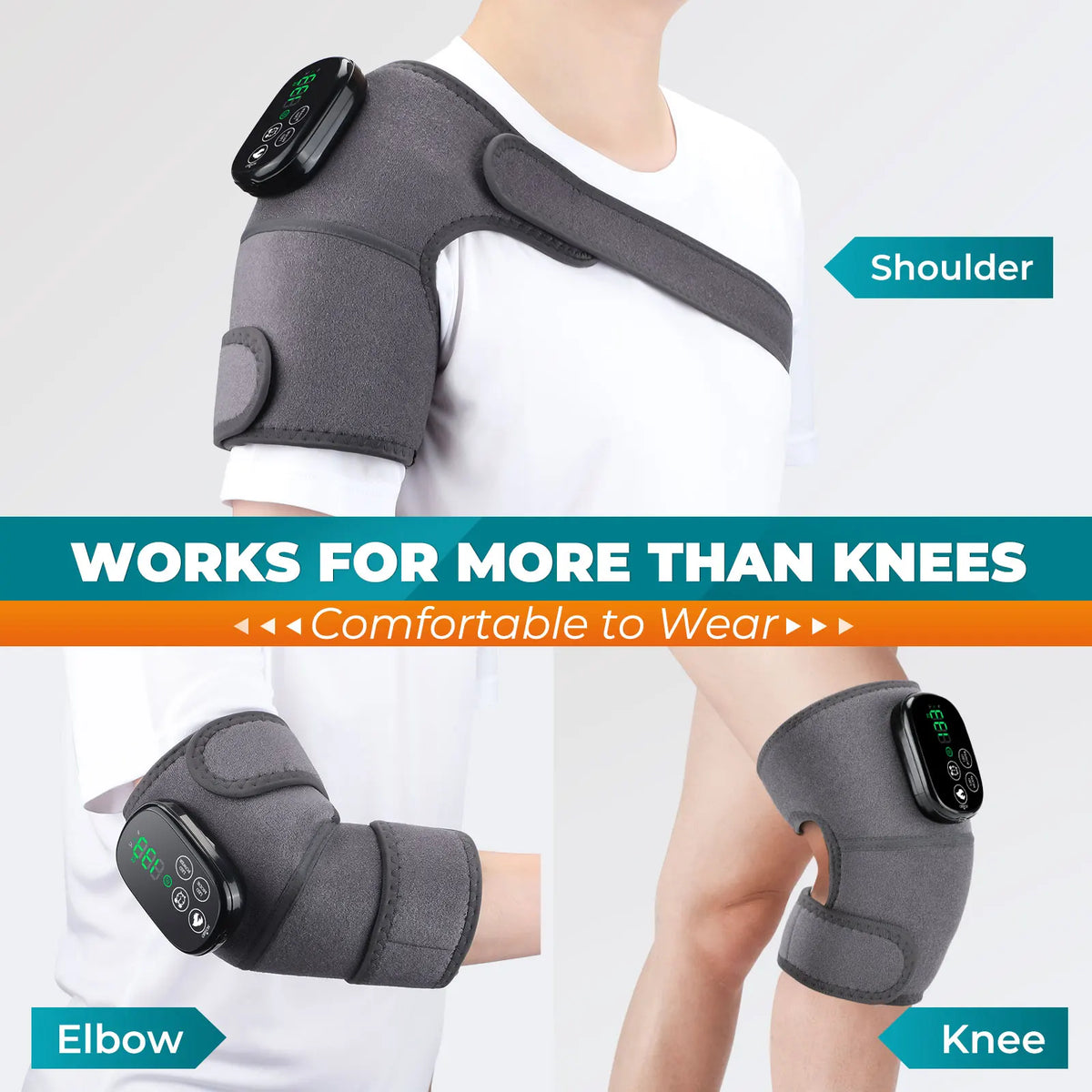 Cordless Heated Knee and Joint Support Brace with Red Light Therapy