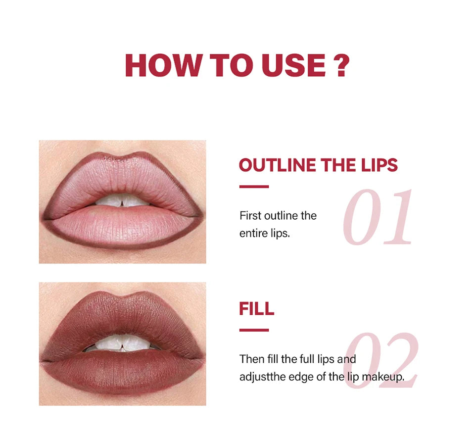 Waterproof Matte Lip Liner Pencil Set