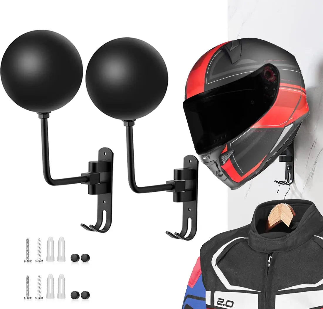 180° Rotating Wall-Mounted Helmet Rack for Motorcycle and Sports Gear