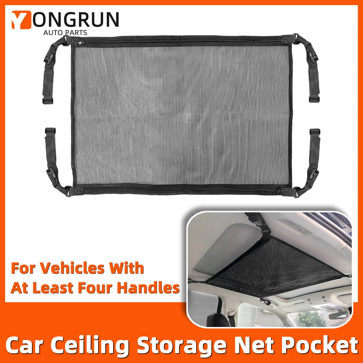 Car Ceiling Storage Net Pocket for Organized Travel - 7